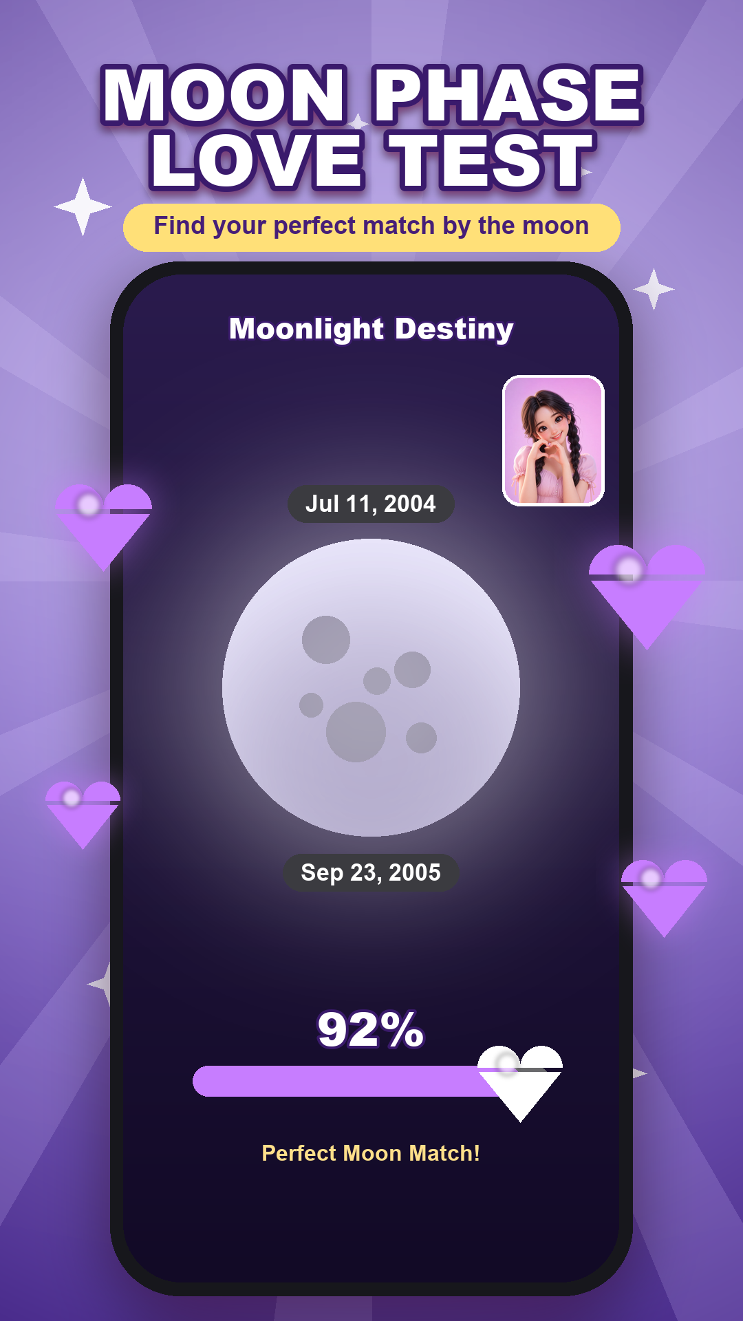 Moon phase love test screen
